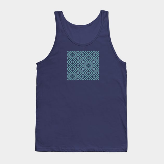 Geometric Squares - Dusty Turquoise Tank Top by NolkDesign